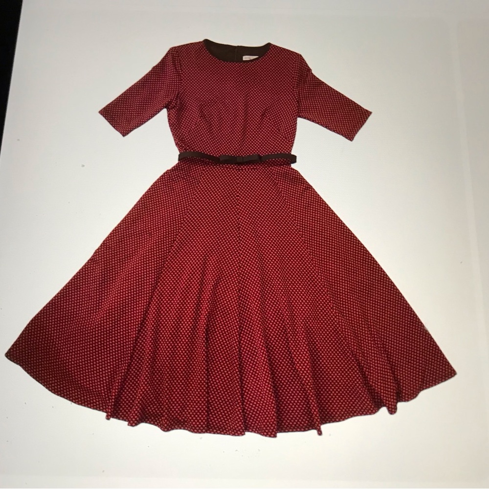Danny & Nicole Red Polka Dot Midi Dress